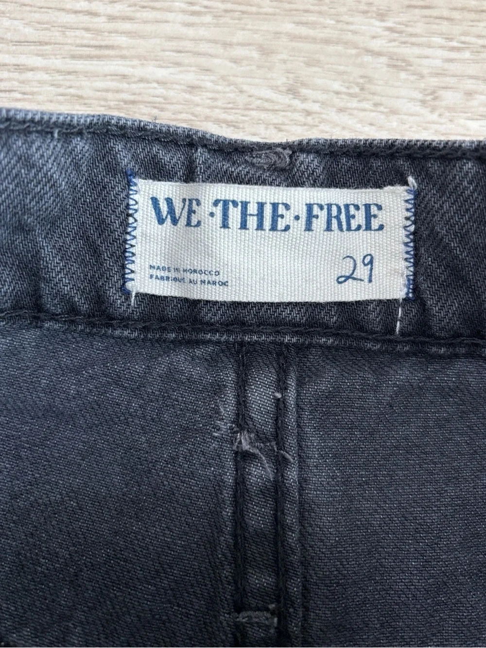 We The Free Boomerang High Rise Long Short Black Denim Jean Shorts Size 29 Waist